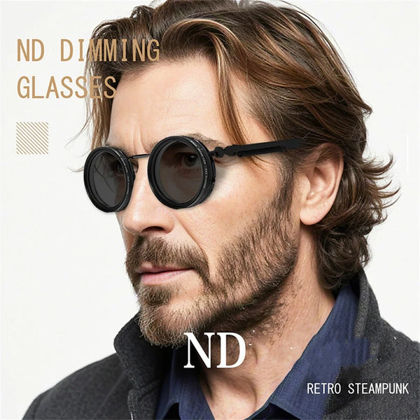KLASSNUM Nd Filter Adjustable Sunglasses Men Women Luxury Sun Glasses Vintage Round Punk ND12-speed Polarized Dimming Sunglasses