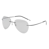 Caterside Pilot Rimless Polarized Sunglasses Men 100% Titanium Ultralight Brand Designer Sun Glasses Grey Photochromic Glasses