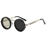 SO&EI Retro Round Punk Men Outdoor Sports Polarized Sunglasses Shades UV400 Women ND9-level Adjustable Dimming Sun Glasses