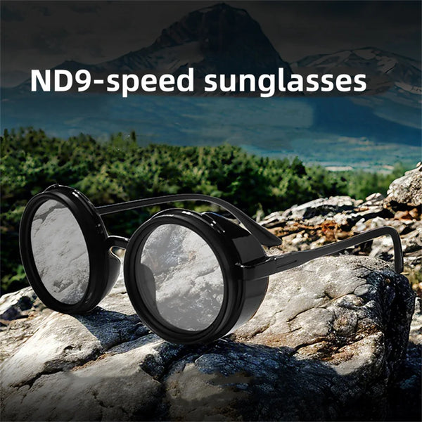 Driving Nd Filter Sunglasses Men Adjustable Sun Glasses Vintage Round Punk ND9-speed Polarized Dimming Sunglasses Women Luxury