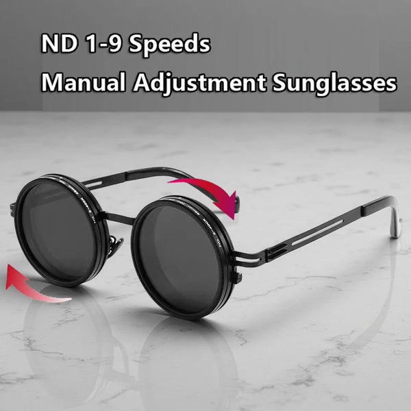 Men Polarized Fashion Adjustable Sunglasses Nd Filter Glasses ND9 Speed Dimming Sun Glasses Round Fishing Driving Eyewear UV400