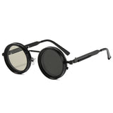 SO&EI Retro Round Punk Men Outdoor Sports Polarized Sunglasses Shades UV400 Women ND9-level Adjustable Dimming Sun Glasses