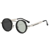 SO&EI Retro Round Punk Men Outdoor Sports Polarized Sunglasses Shades UV400 Women ND9-level Adjustable Dimming Sun Glasses