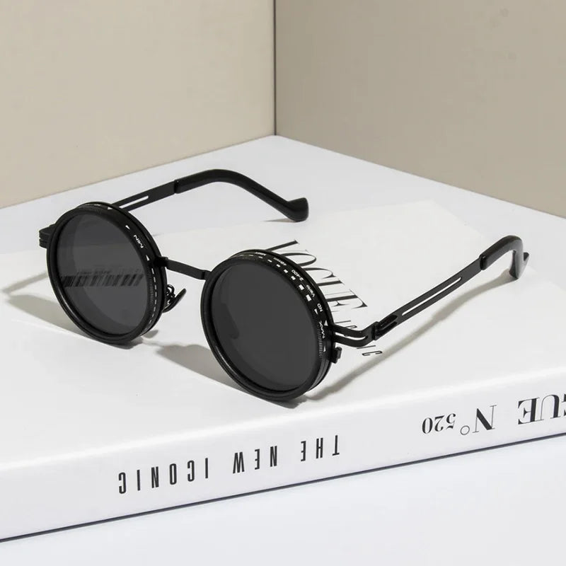 ND2-400 9 Level Adjustable Dimming Polarized Sunglasses Men Women Fishing Punk Round Glasses Driving Eyeglasses ND Filter