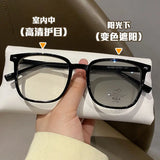 Smart Photochromic Oversized Glasses Women Square Frame Light Adaptive No Makeup Look High Quality Optical Protection Eyewear