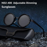 ND2-400 9 Level Adjustable Dimming Polarized Sunglasses Men Women Fishing Punk Round Glasses Driving Eyeglasses ND Filter
