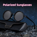 New ND Sunglasses 9-speed Adjustable Polarized Dimming Sun Glasses Vintage Round Frame Glasses Men Outdoor Fishing UV Protection