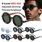 New ND2-400 Adjustable Dimming Glasses ND Filter UV400 Fishing Sunglasses Round 9 Level Eyewear Outdoor