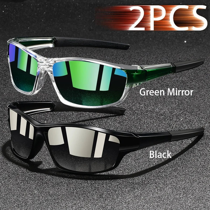 2PCS Fashion UV400 Men Women Running Mountaineering Fishing  Sunglasses Bicycle MTB Eyewear Outdoor Sport protective glasses