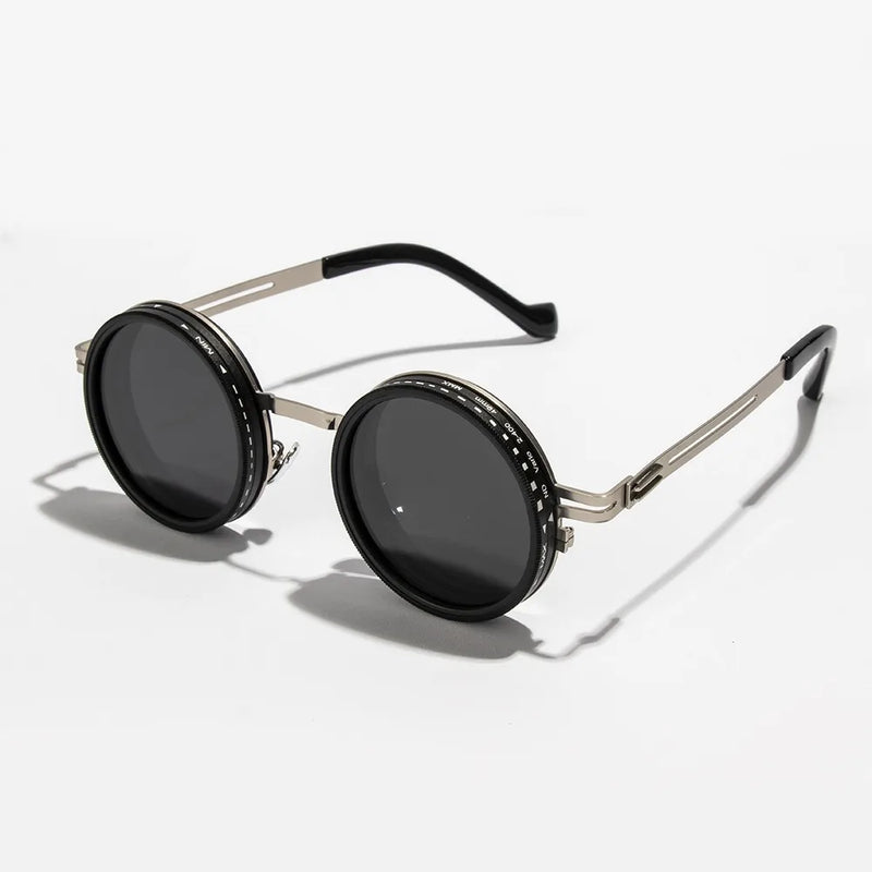 Fashion 9 Level Dimming Fishing Sunglasses Round with Glasse Case Anti-UV Glasses Adjustable Sunglasses Fishing