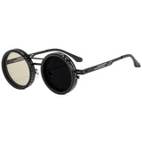 SO&EI Retro Round Punk Men Outdoor Sports Polarized Sunglasses Shades UV400 Women ND9-level Adjustable Dimming Sun Glasses
