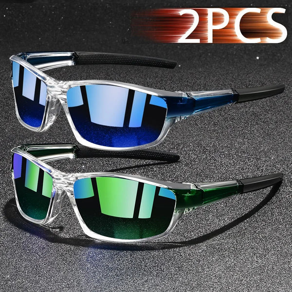 2PCS Fashion UV400 Men Women Running Mountaineering Fishing  Sunglasses Bicycle MTB Eyewear Outdoor Sport protective glasses