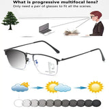 Clara Vida Retro Rectangular Light-Adaptive Sunglasses - Gradual Focus Lenses +0.75 to +4.00 - Driving/Reading UV400 Eyewear