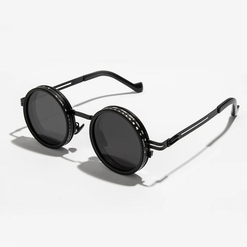 Fashion 9 Level Dimming Fishing Sunglasses Round with Glasse Case Anti-UV Glasses Adjustable Sunglasses Fishing