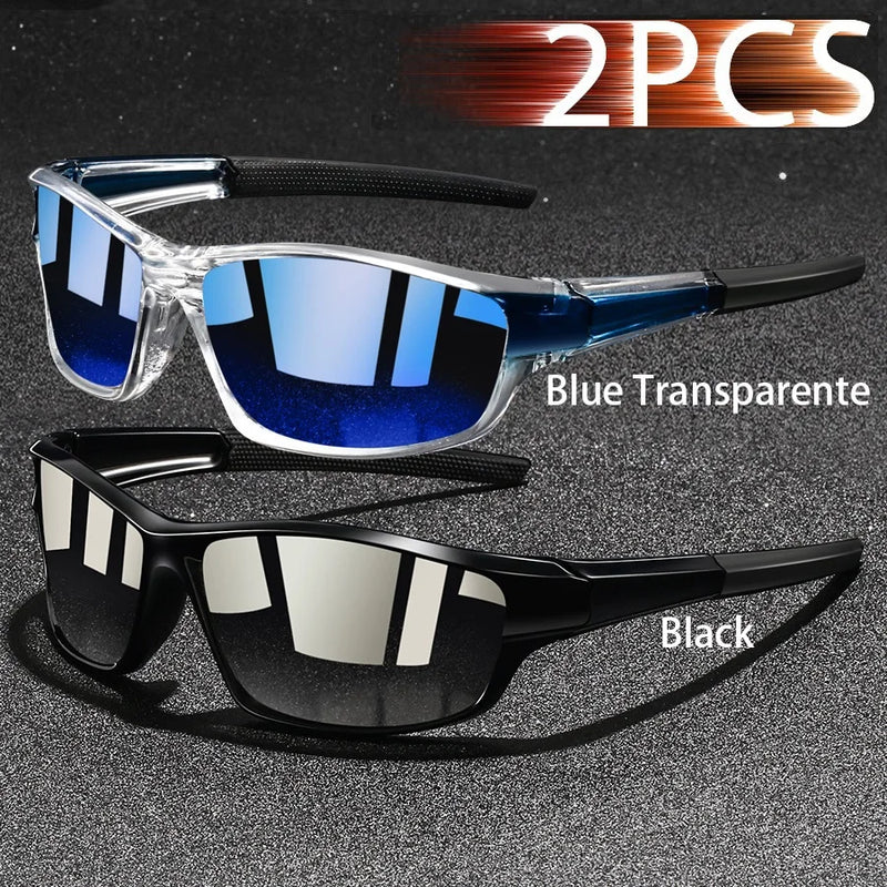 2PCS Fashion UV400 Men Women Running Mountaineering Fishing  Sunglasses Bicycle MTB Eyewear Outdoor Sport protective glasses