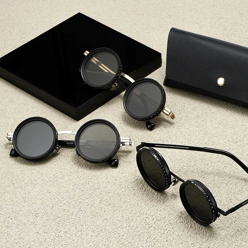 Men Polarized Fashion Adjustable Sunglasses Nd Filter Glasses ND9 Speed Dimming Sun Glasses Round Fishing Driving Eyewear UV400