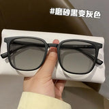 Smart Photochromic Oversized Glasses Women Square Frame Light Adaptive No Makeup Look High Quality Optical Protection Eyewear