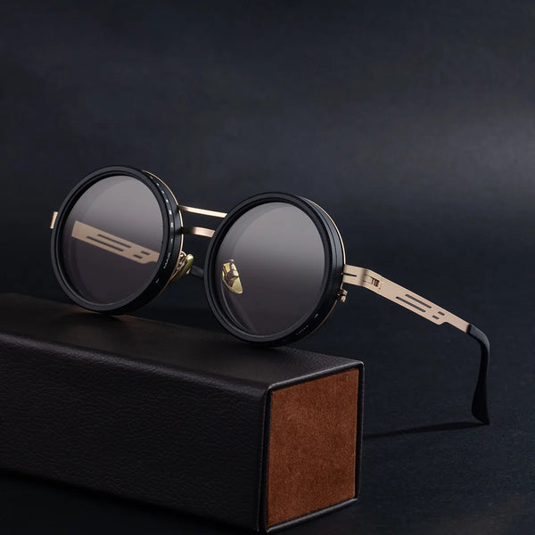 ND9 Adjustable Dimming Sun Glasses Polarized Round Sunglasses Men Women Retro Punk Fishing Eyeglasses Outdoor Shades Glasses