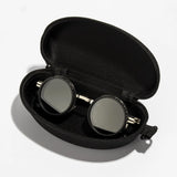 Fashion 9 Level Dimming Fishing Sunglasses Round with Glasse Case Anti-UV Glasses Adjustable Sunglasses Fishing