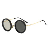 SO&EI Retro Round Punk Men Outdoor Sports Polarized Sunglasses Shades UV400 Women ND9-level Adjustable Dimming Sun Glasses