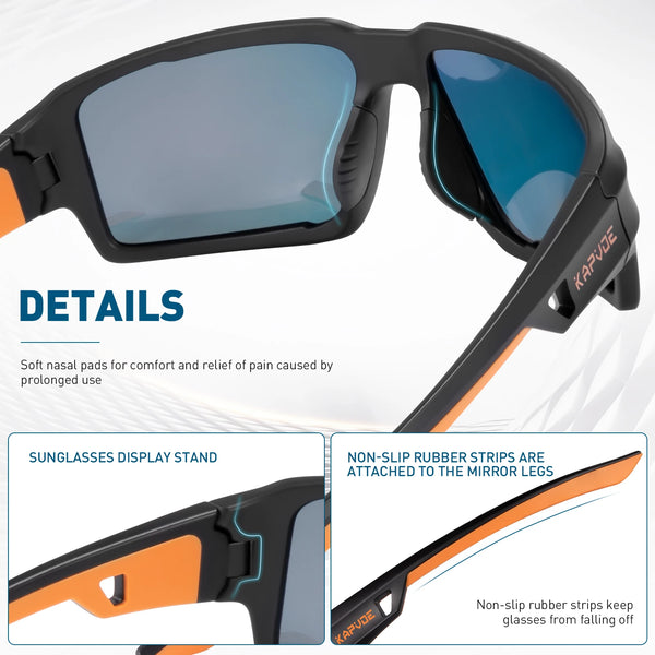 Kapvoe Polarized Fishing Eyewear Glasses UV400 Protection Sports Glasses Men Women Riding Driving Sunglasses Hiking Eyewear
