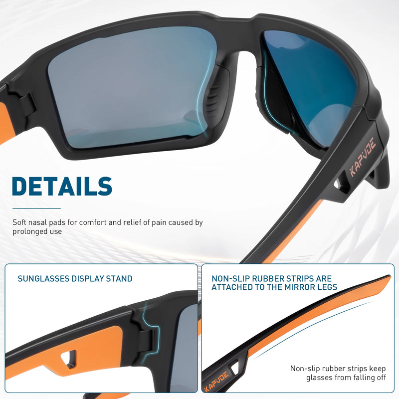 Kapvoe Polarized Fishing Eyewear Glasses UV400 Protection Sports Glasses Men Women Riding Driving Sunglasses Hiking Eyewear