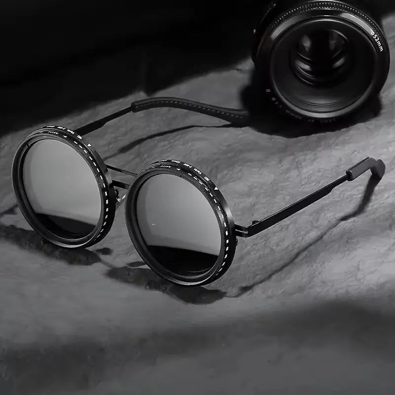 Black Metal Frame adjustable dimming glasses fishing sunglasses UV anti UV polarized sunglasses ND filter With Glasse Case Set