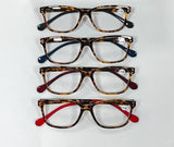 4PCS Amber Color-Block Temple Reading Glasses - HD Lenses, Spring Hinges for Fit & Head Size Adaptability