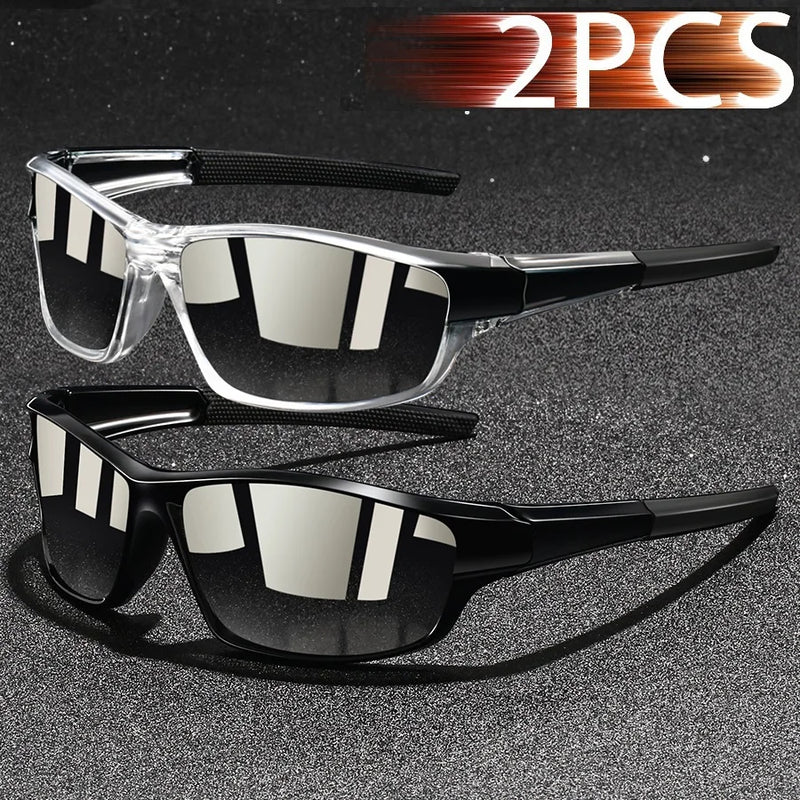 2PCS Fashion UV400 Men Women Running Mountaineering Fishing  Sunglasses Bicycle MTB Eyewear Outdoor Sport protective glasses