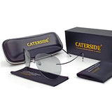 Caterside Pilot Rimless Polarized Sunglasses Men 100% Titanium Ultralight Brand Designer Sun Glasses Grey Photochromic Glasses
