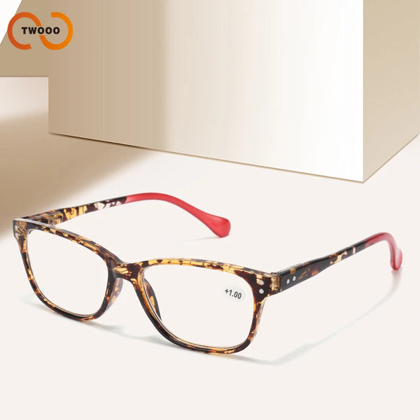 4PCS Amber Color-Block Temple Reading Glasses - HD Lenses, Spring Hinges for Fit & Head Size Adaptability