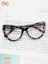 4PCS Multi-Pattern Cat-Eye Reading Glasses - Blue-Light Blocking, Stylish, Spring Hinges for Fit & Adaptability