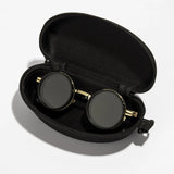 Fashion 9 Level Dimming Fishing Sunglasses Round with Glasse Case Anti-UV Glasses Adjustable Sunglasses Fishing