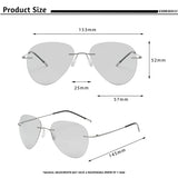 Caterside Pilot Rimless Polarized Sunglasses Men 100% Titanium Ultralight Brand Designer Sun Glasses Grey Photochromic Glasses